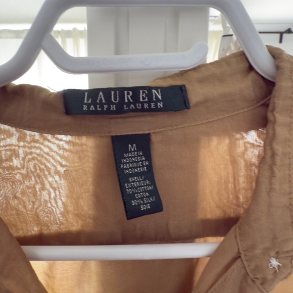 Lauren Ralph Lauren Light Brown Cotton Silk Button-Down Shirt – Size M - Picture 6 of 7